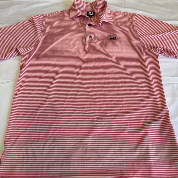 FootJoy Other - Footjoy Golf Polo Shirt Mens Sz MPink Stripe Performance Stretch Moisure Wicking